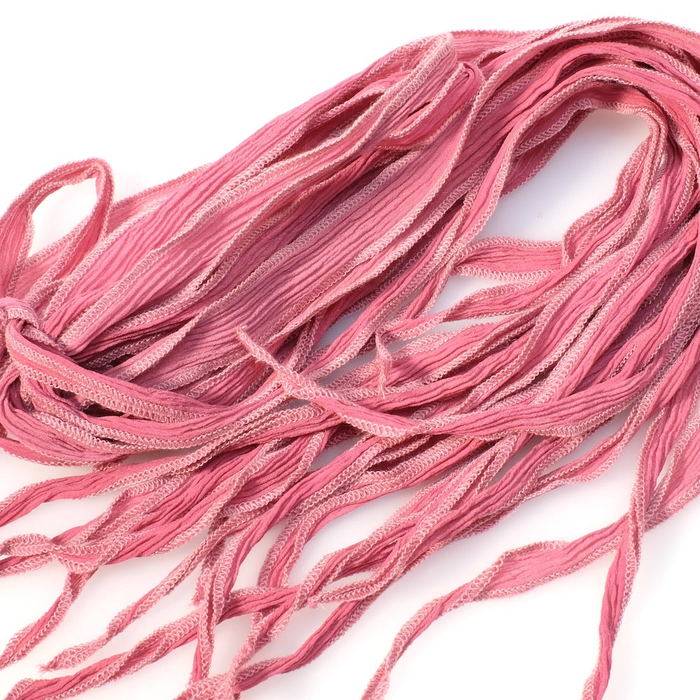 Ruban de soie teint à la main Vieux rose couture rose poudré