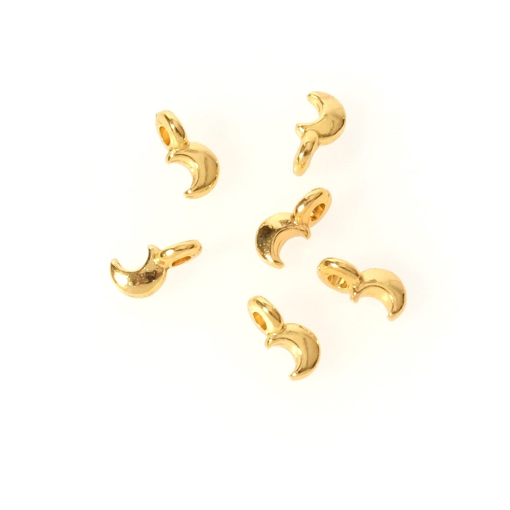 4 pendentifs petite lune en laiton doré à l&#39;or fin 24K Premium