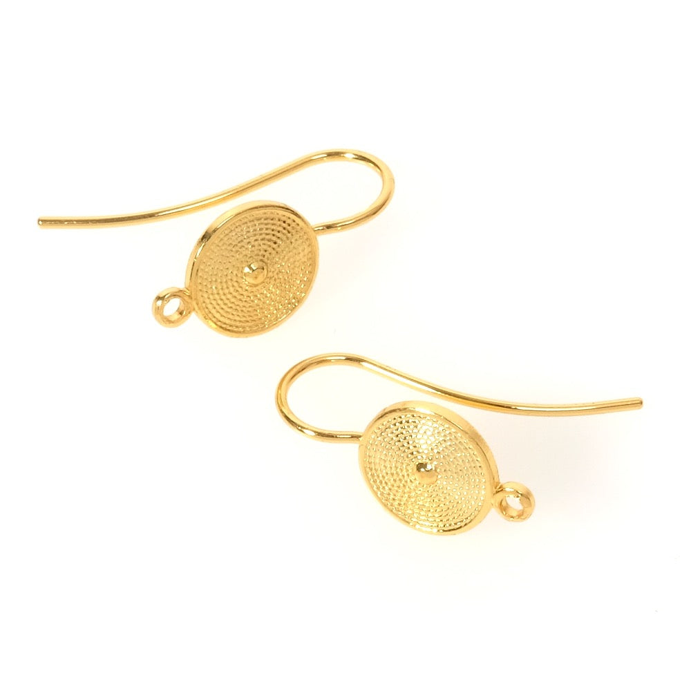 Boucles d'oreilles crochets ethniques en laiton doré à l'or fin 24K Premium, la paire