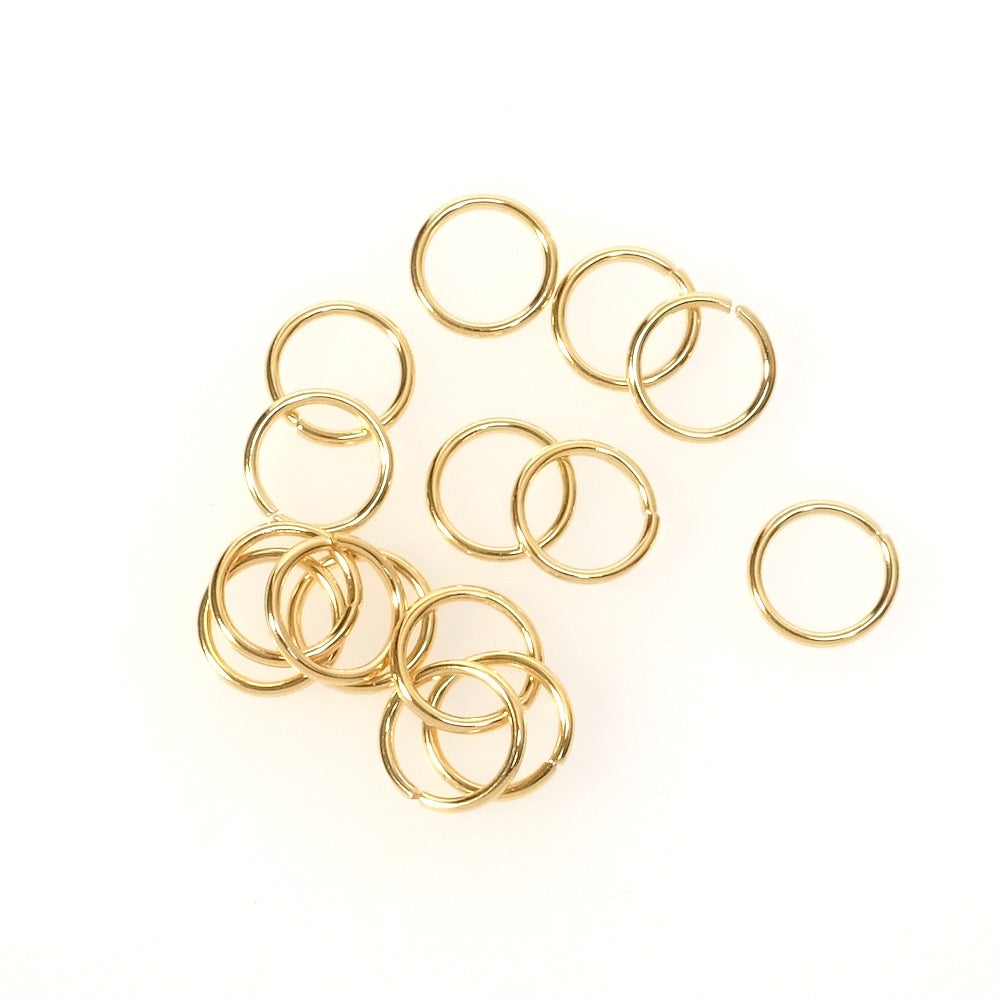 10 anneaux 8mm en acier inoxydable 304 doré