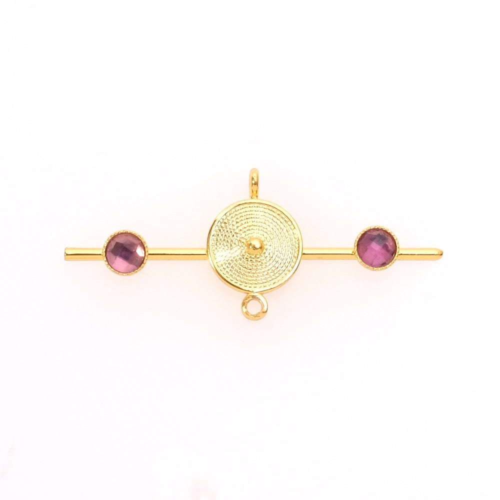 Pendentif ethnique pour cabochon 4mm en laiton Doré à l&#39;or fin 24K Premium