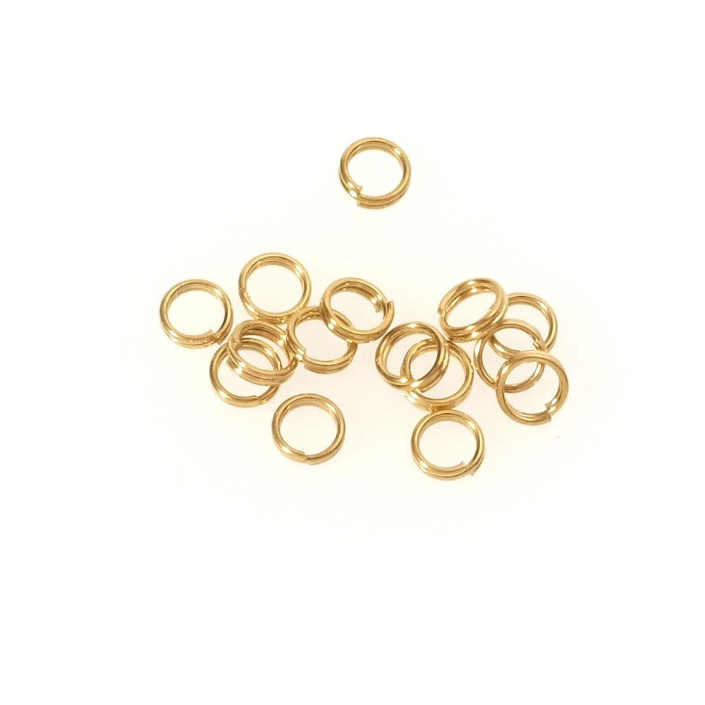 10 anneaux double 4mm en acier inoxydable 304 doré