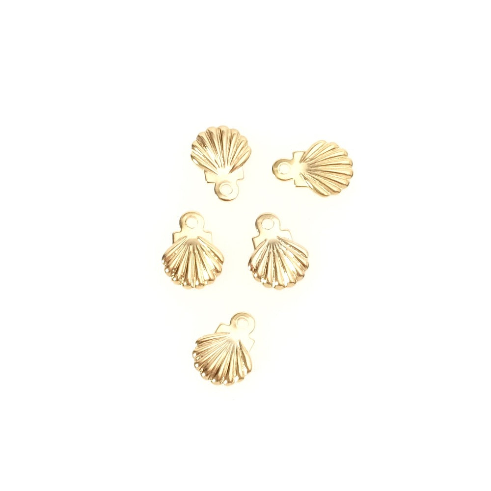 6 Pendentifs coquillage en acier inoxydable 304 Doré 24K