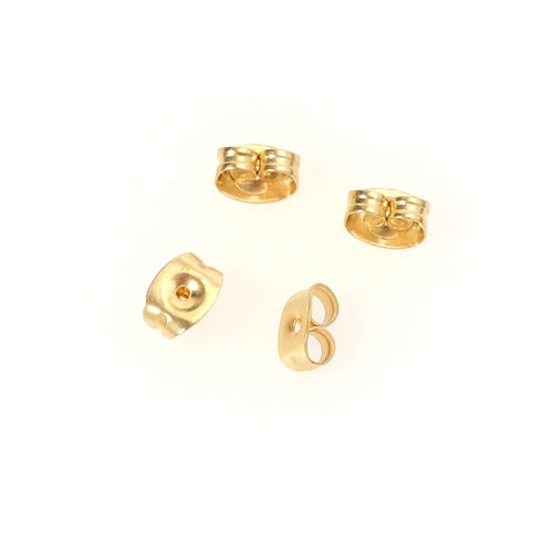Dix fermoirs papillons dorés pour boucles d'oreilles en acier inoxydable.
