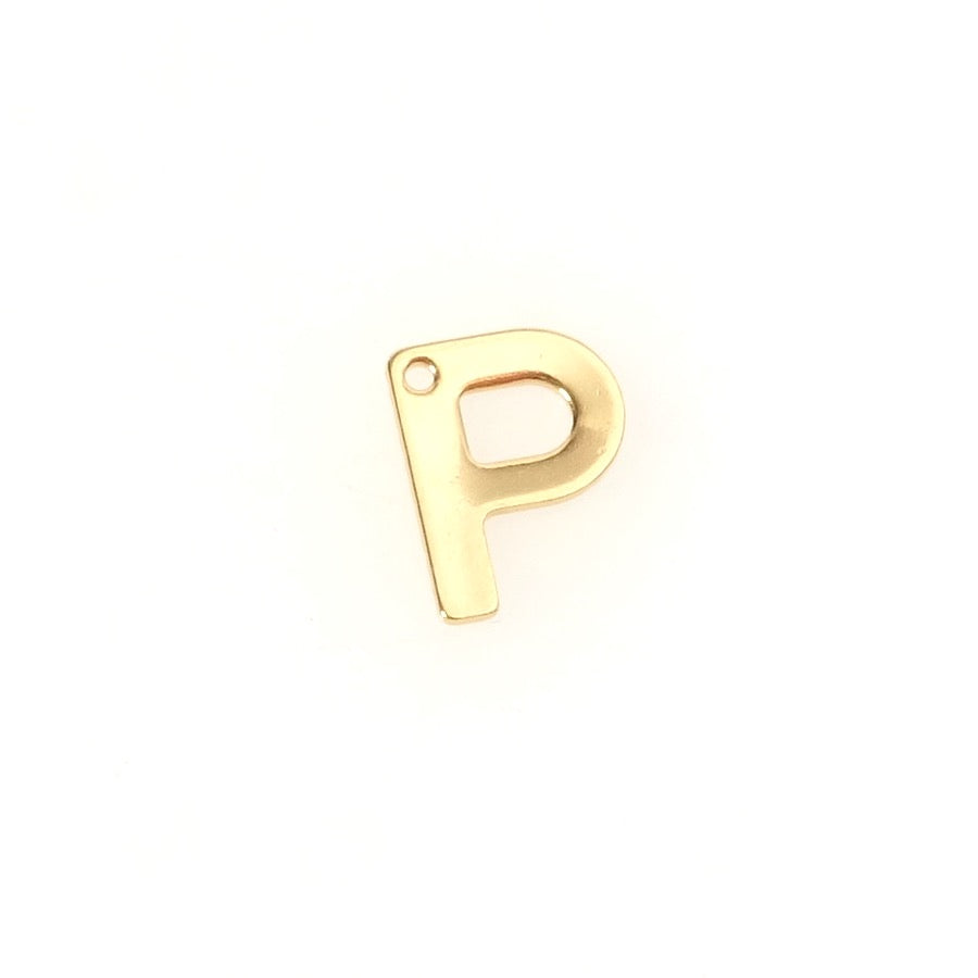 Pendentif Lettre P en acier inoxydable 304 Doré 18K