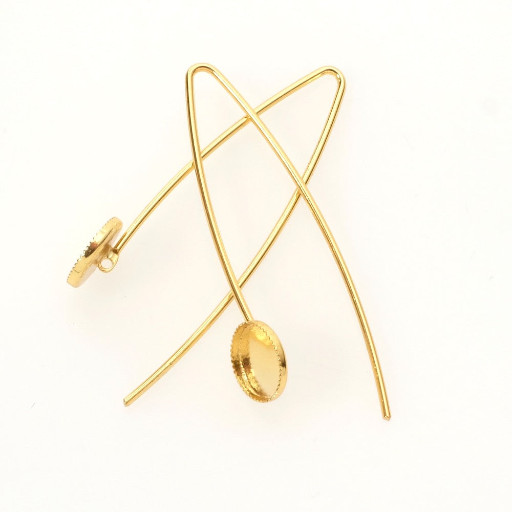 Boucles d'oreilles pour cabochon 8mm en Laiton doré à l'or fin 24K Premium, la paire