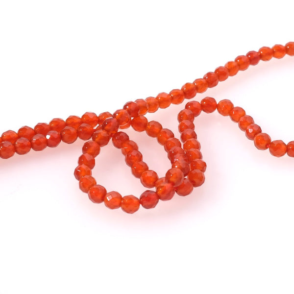 10 Perles En Pierre De Jade Facettées - Boules 8 Mm Rouge Vif - Pour Création De Bijoux