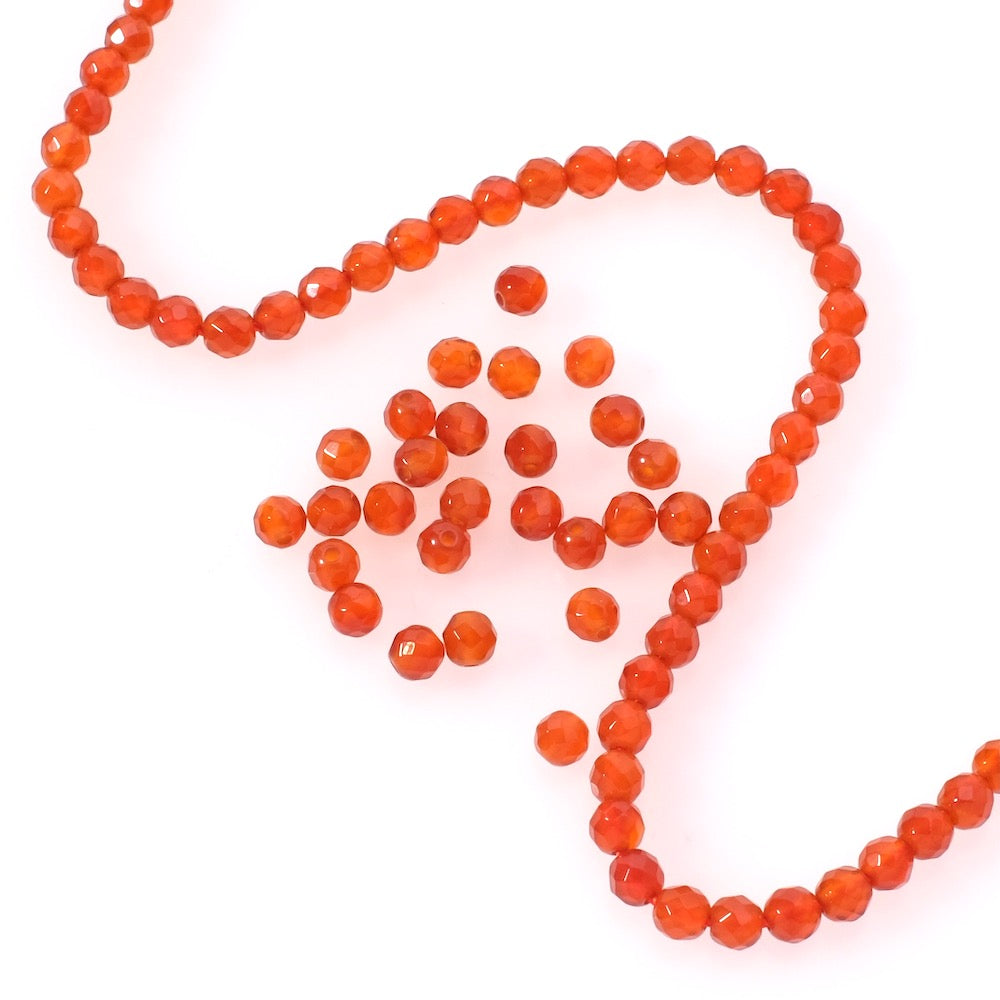 10 perles naturelles facettées 4mm Onyx rouge