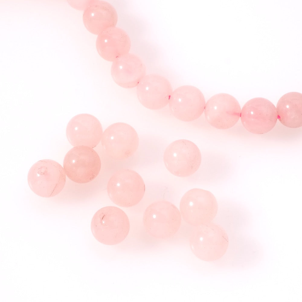 6 perles naturelles rondes 10mm en Opale rose