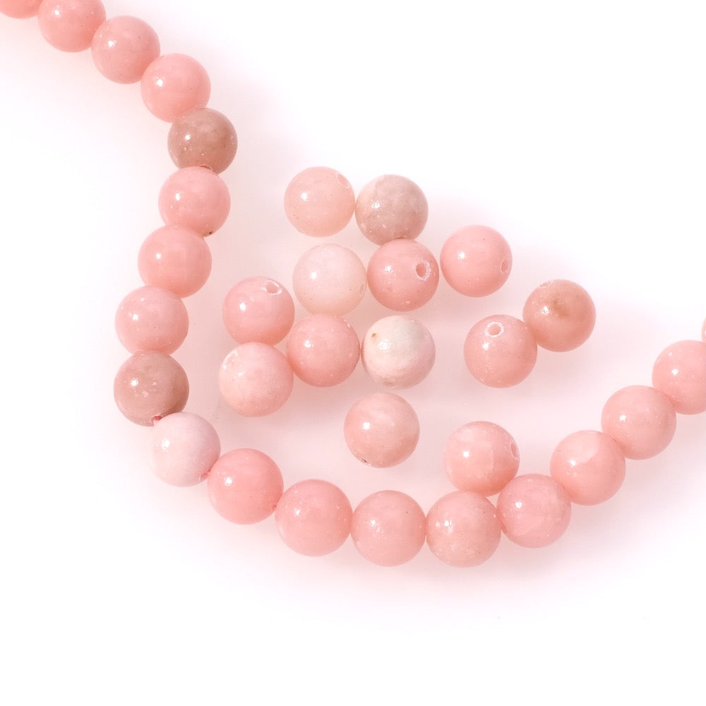 8 perles naturelles rondes 8mm en Opale rose