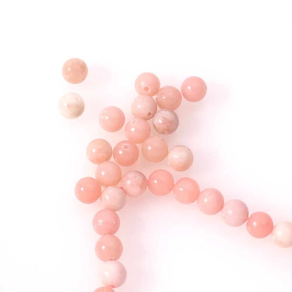 10 perles naturelles rondes 6mm en Opale rose