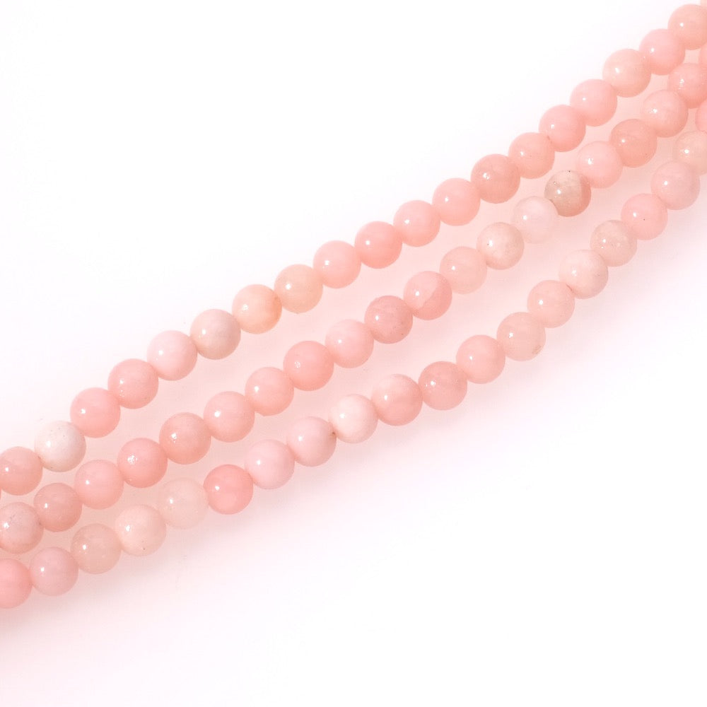 10 perles naturelles rondes 4,5mm en Opale rose