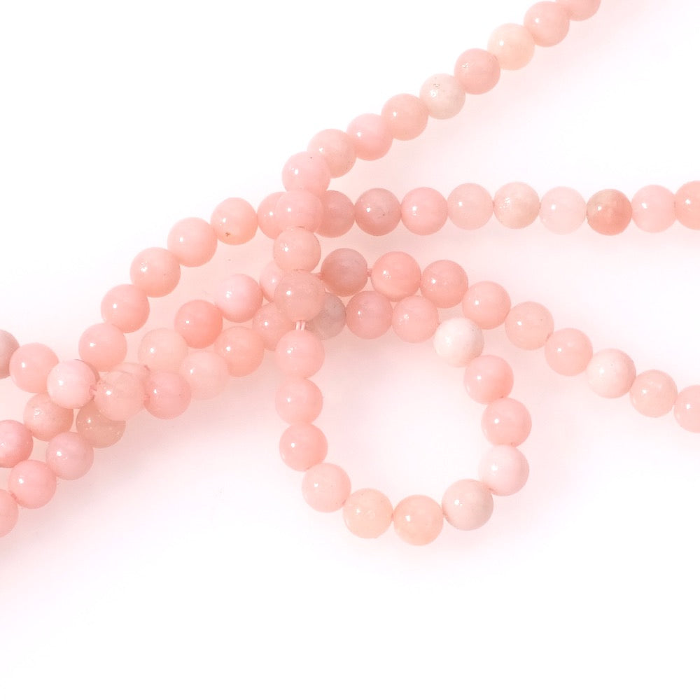 Fil de perles naturelles rondes 4,5mm en Opale rose