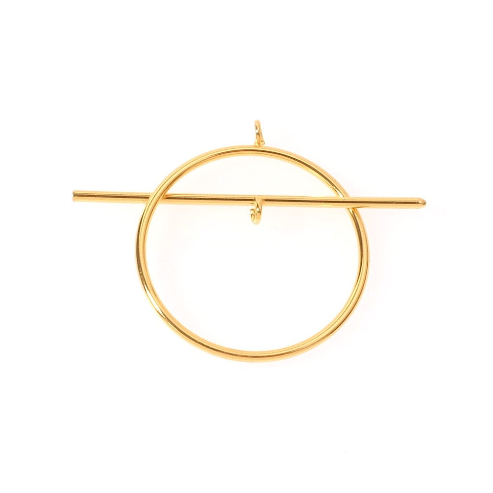 Pendentif Graphique cercle en laiton doré à l&#39;or fin 24K Premium