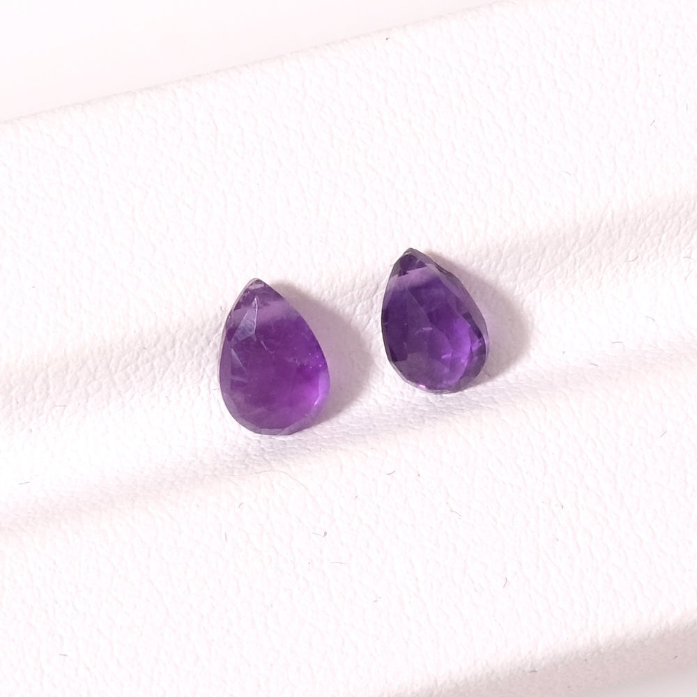 2 Perles goutte poire facettée 5 x 7,5mm en pierre naturelle Améthyste