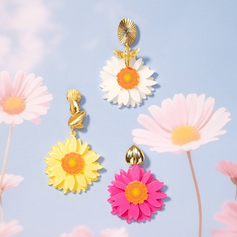 Exemple de création : Boucles d'oreilles Marguerite champêtre – tuto Perles Corner
