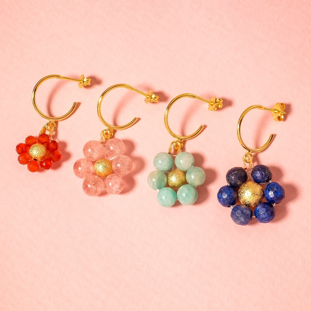 Exemple de création : Boucles d'oreilles Daisy Gem – tuto Perles Corner