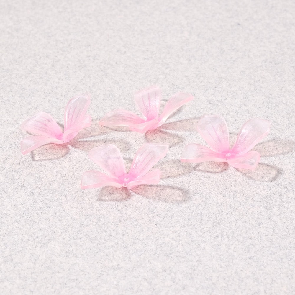 Coupelle Fleur 4 pétales en acrylique rose transparent