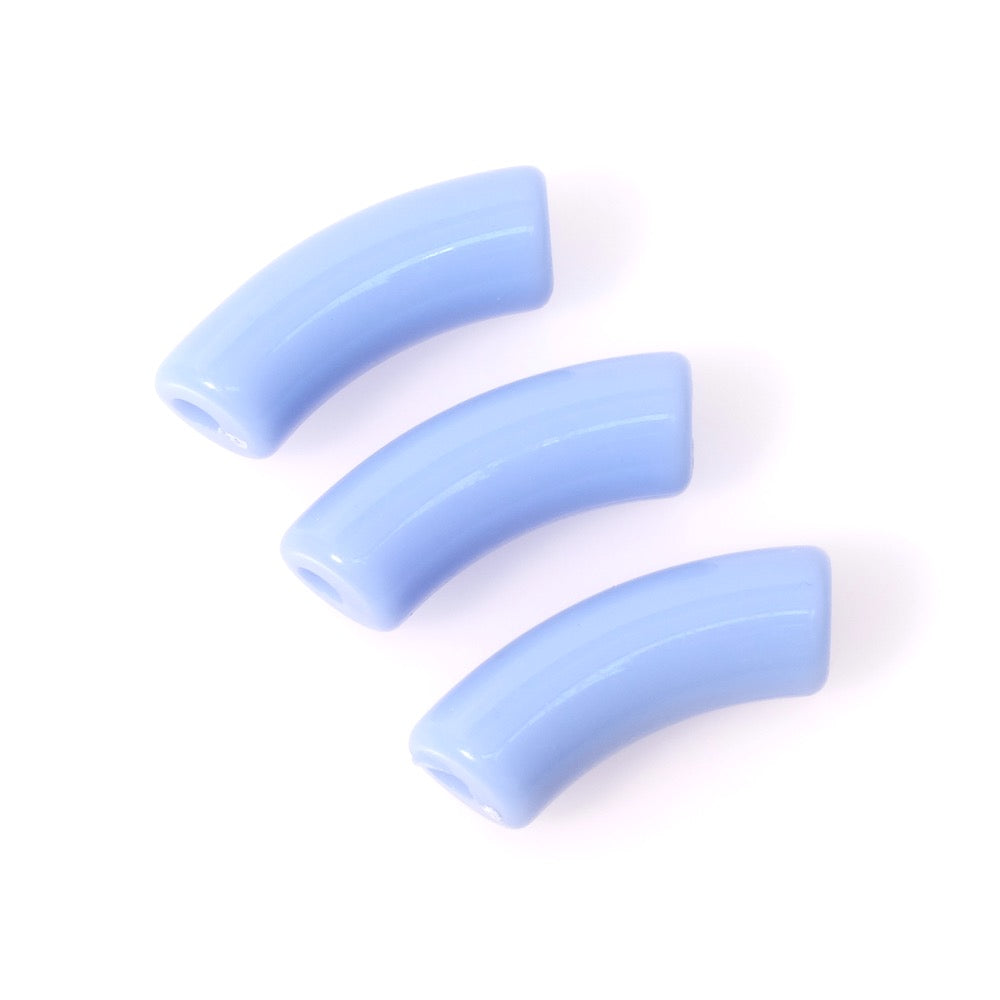 Perle tube courbe incurvée en acrylique bleu ciel opaque