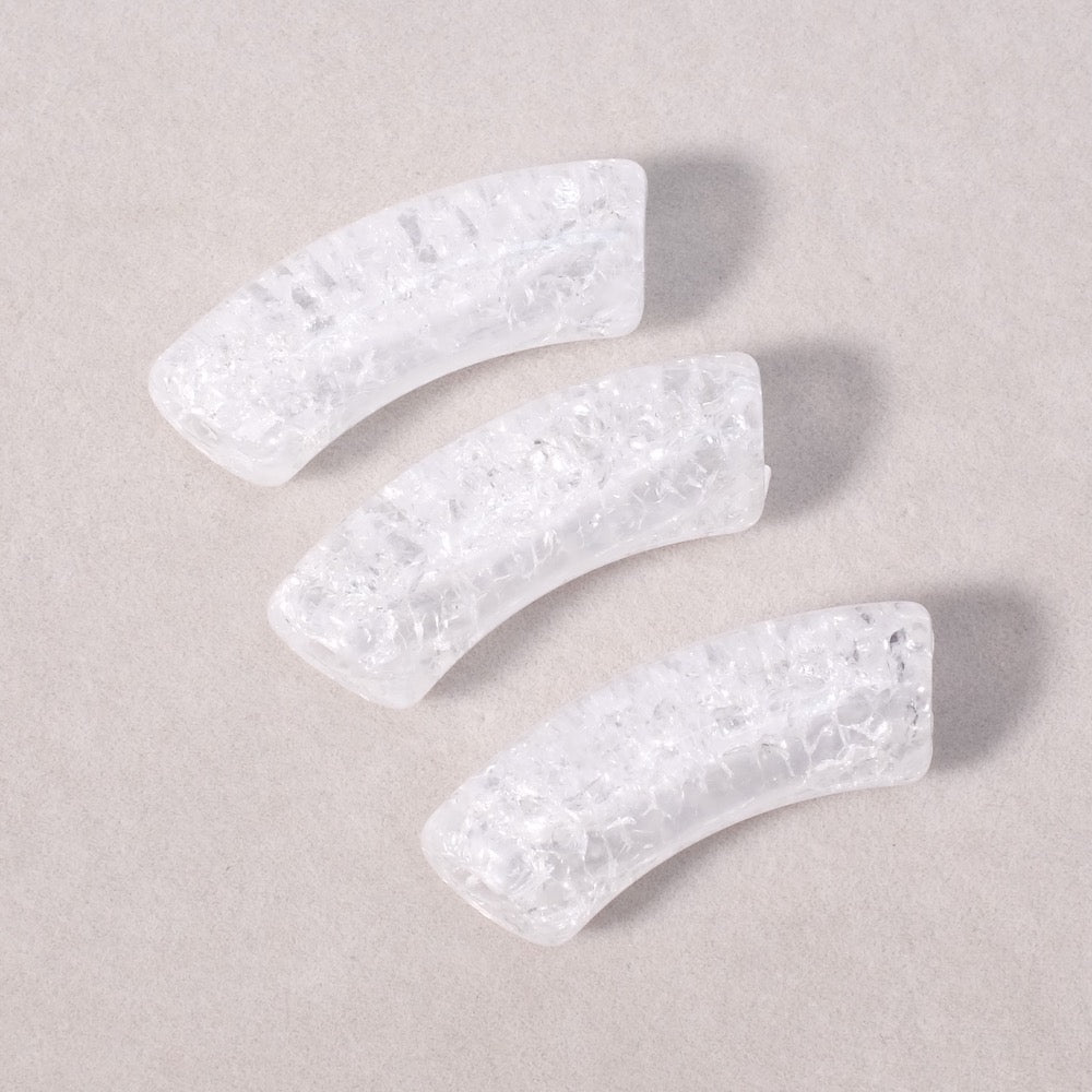 Perle tube courbe incurvée en acrylique craquelé transparent