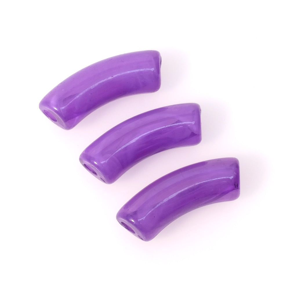 Perle tube courbe incurvée en acrylique violet foncé marbré
