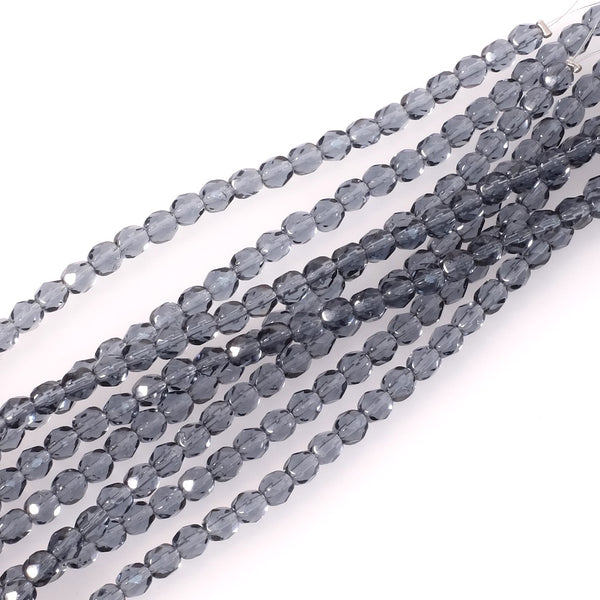 30 Perles En Jade Facettées Bleu Roi Nuit - 4x2 Mm - Lot Pour Bijoux DIY