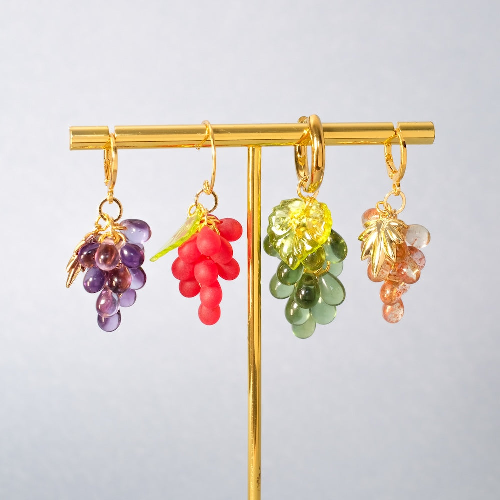 Exemple de création : Grape Glow - Boucles d'oreilles grappes bohème – tuto Perles Corner