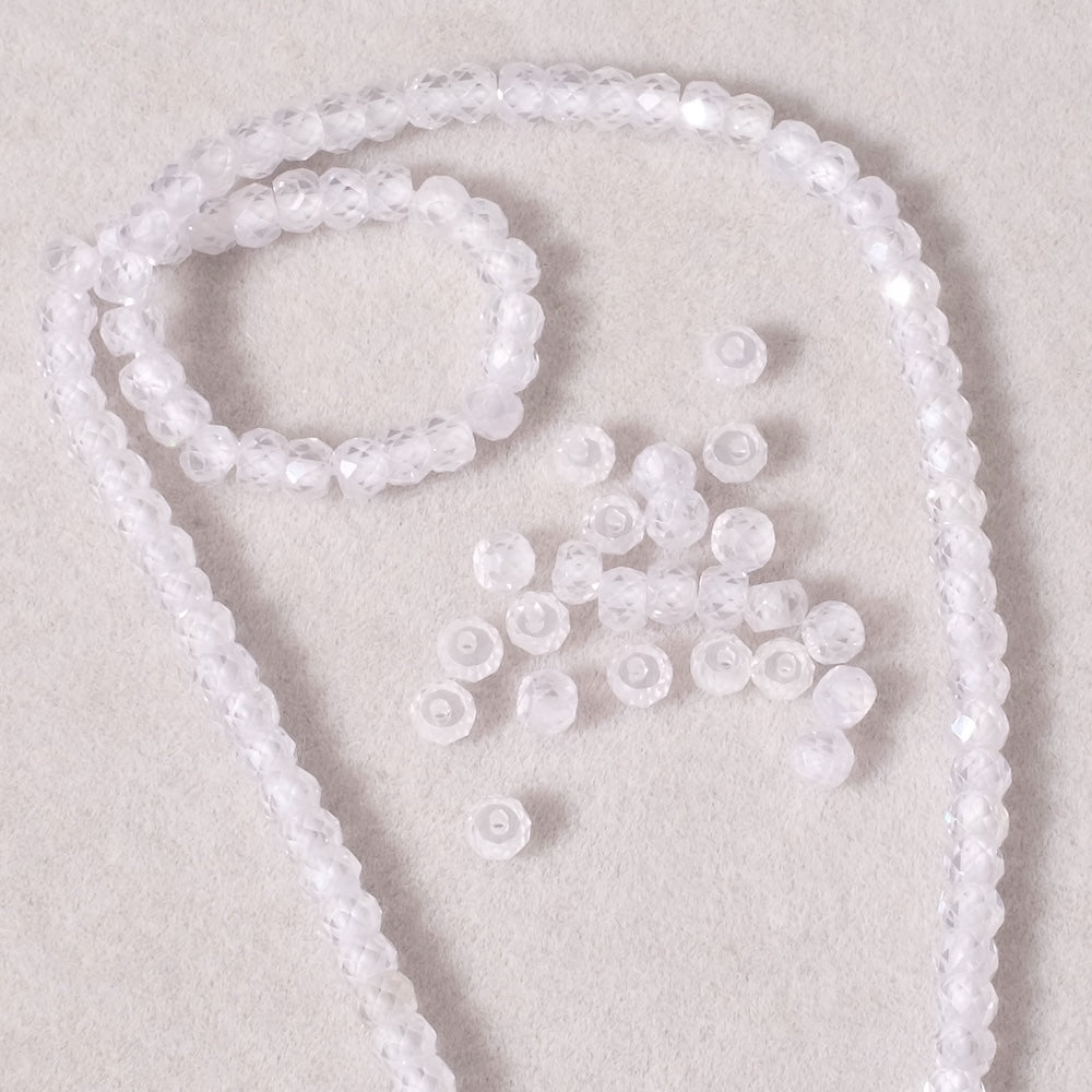 20 perles donuts facettée 3mm en Oxyde de Zirconium ou Zircone cubique