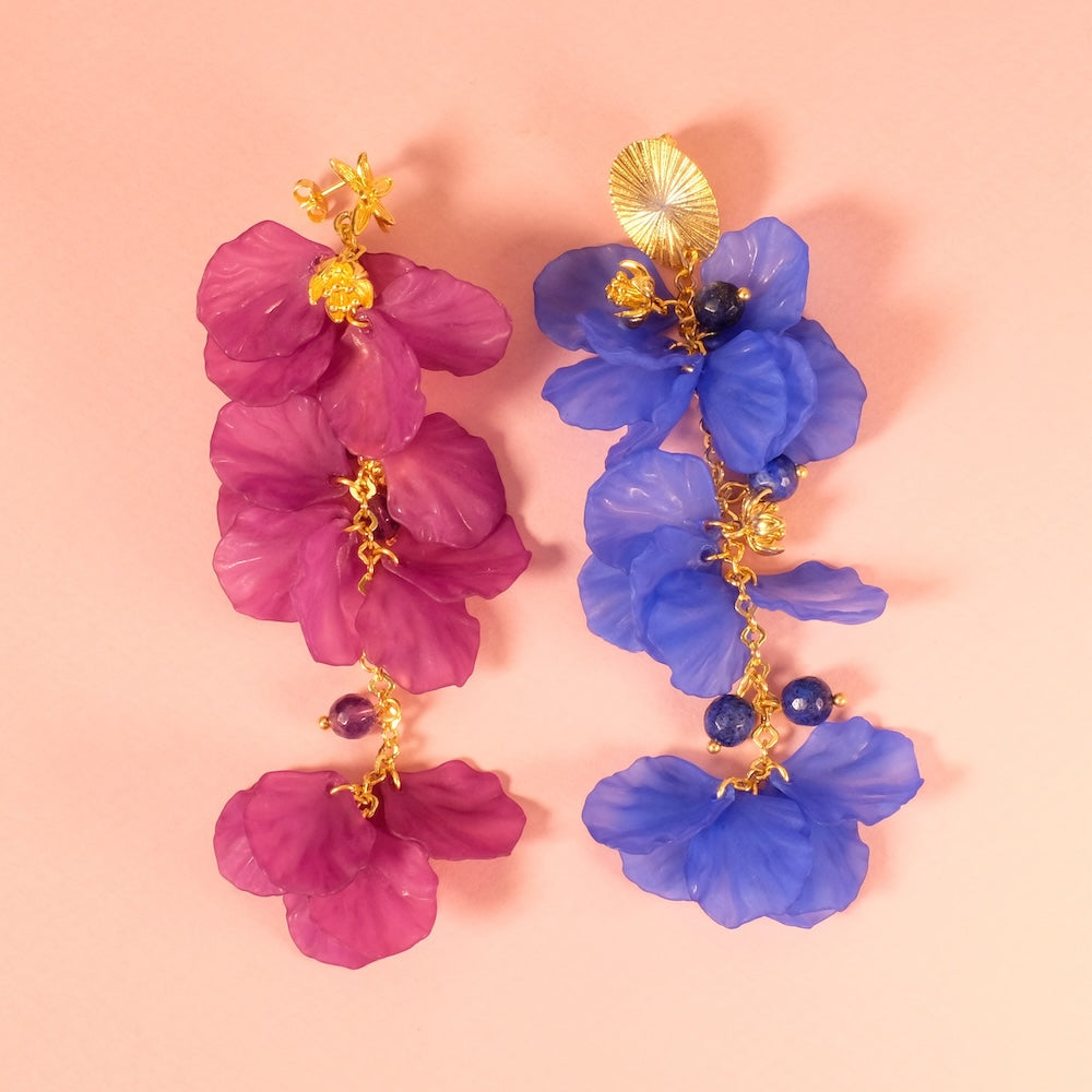 Exemple de création : Bloom & Flow — Boucles color-block – tuto Perles Corner