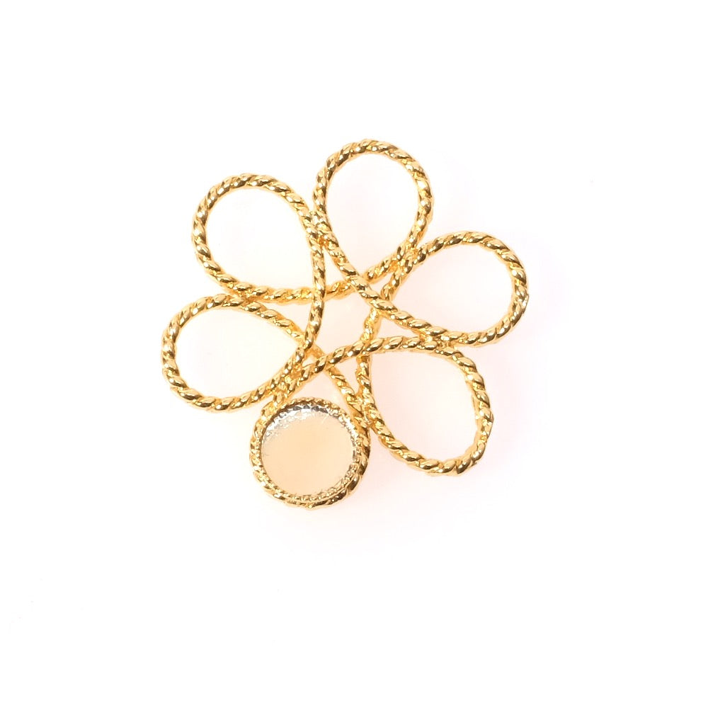 Pendentif fleurs pour cabochons 6mm en laiton Doré à l'or fin 24K Premium