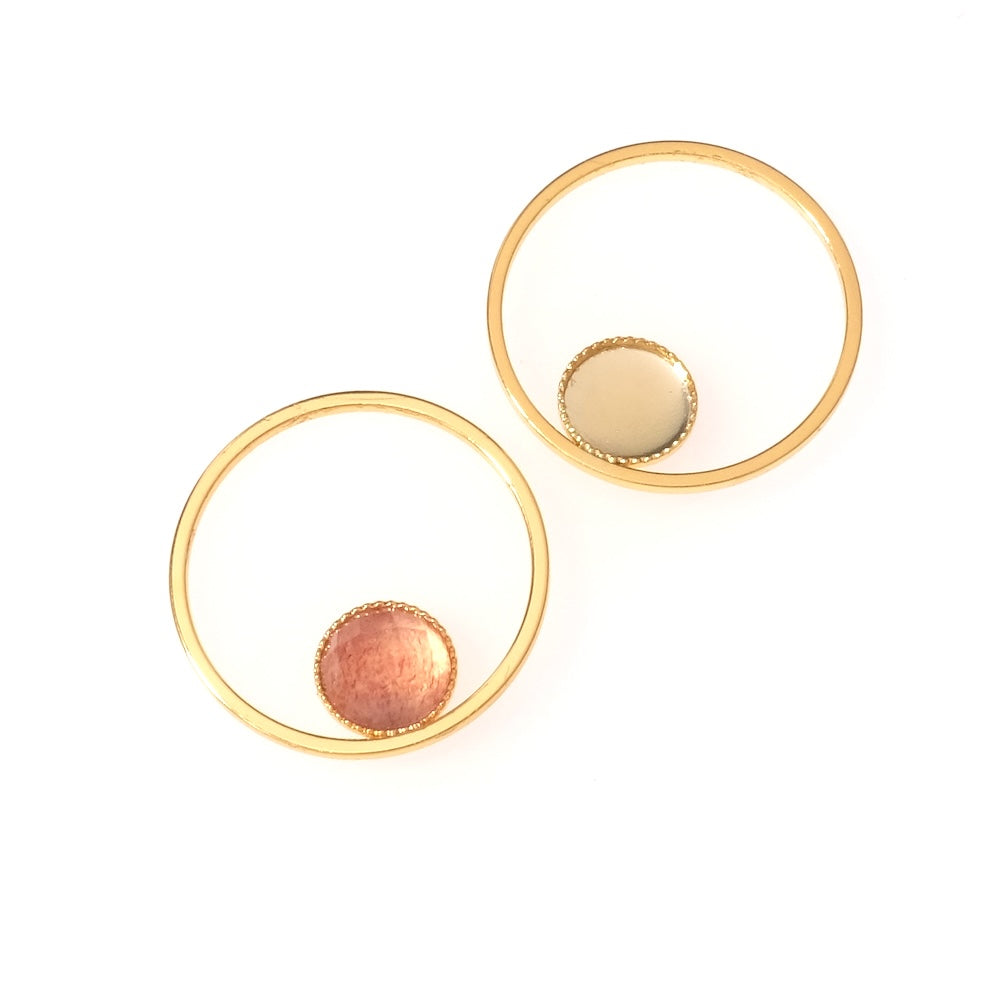 Pendentif anneau rond pour cabochon 6mm en laiton Doré à l'or fin 24K Premium