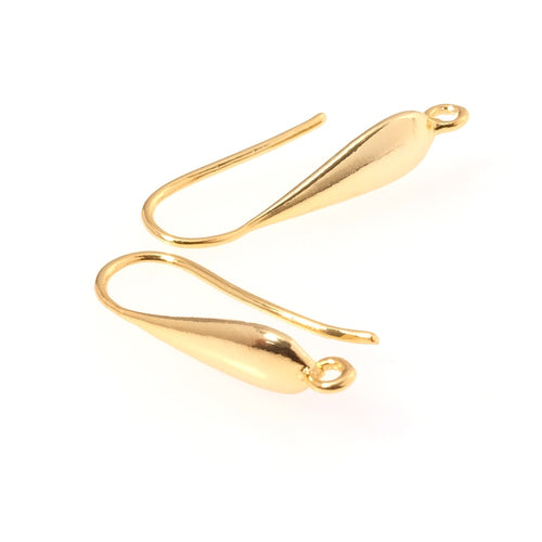 Boucles d'oreilles crochets gouttes en laiton doré à l'or fin 24K.