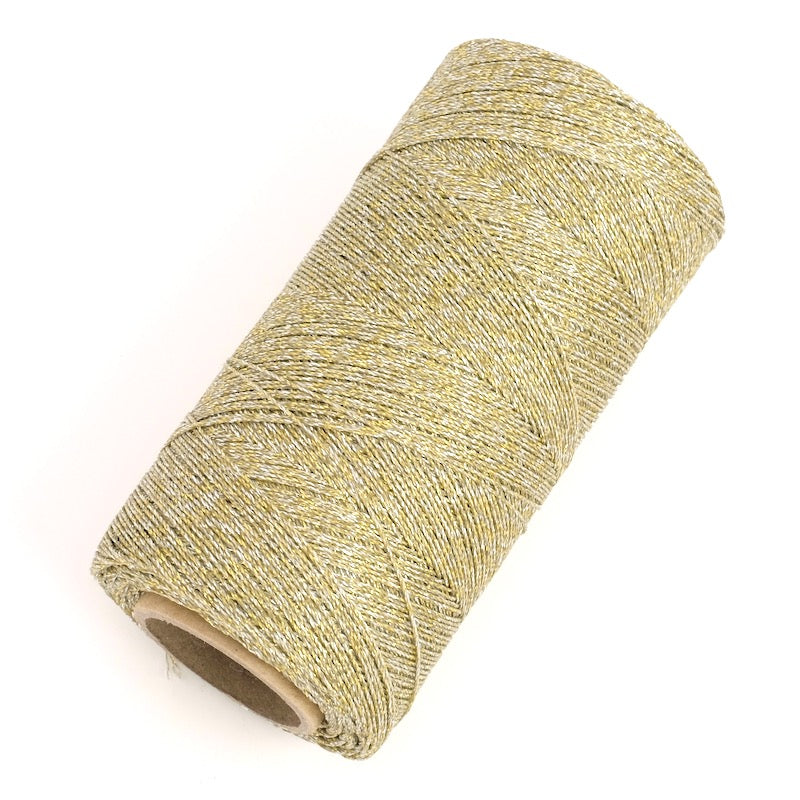 10 Mètres de fil ciré Linhasita 1mm pour micro macramé - Mix Doré argenté