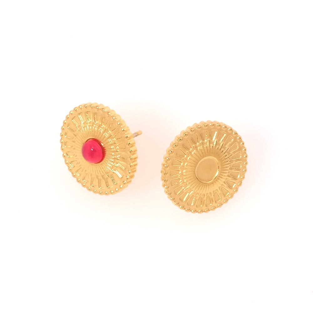 Boucles d'oreilles ronds pour cabochon 4mm en acier inoxydable 304 Doré, la paire