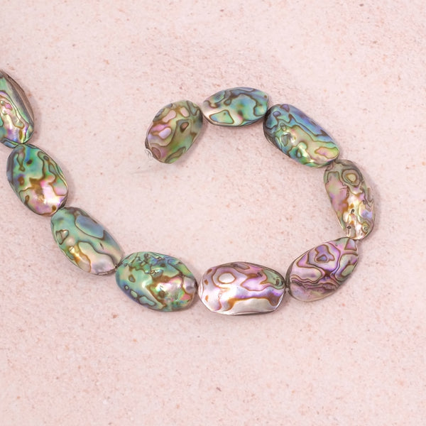 Ciondolo Ovale In Conchiglia Abalone E Argento Tibetano - Intaglio Cavalluccio Marino SH024