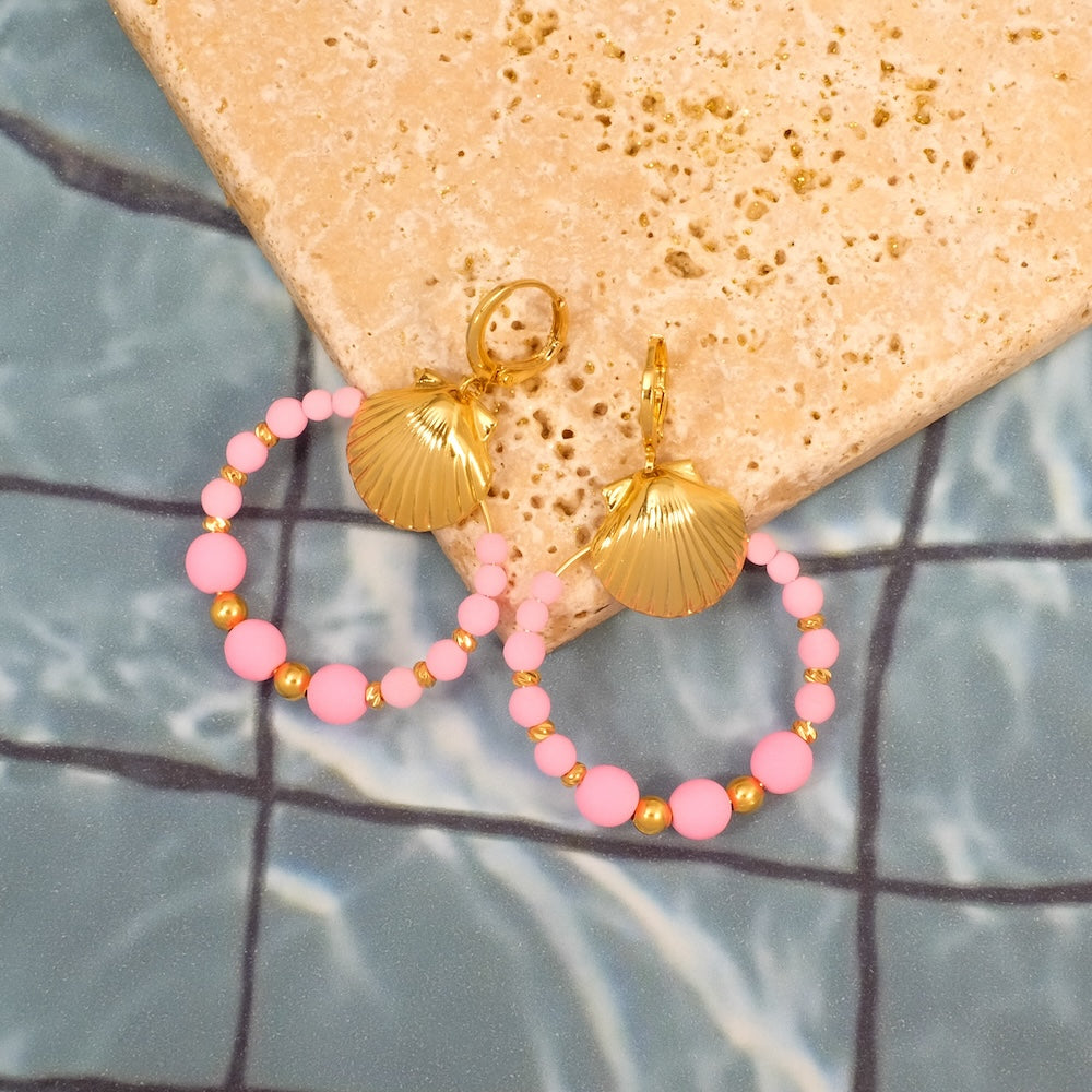 Exemple de création : Boucles d'oreilles Créoles Bubble gum – tuto Perles Corner