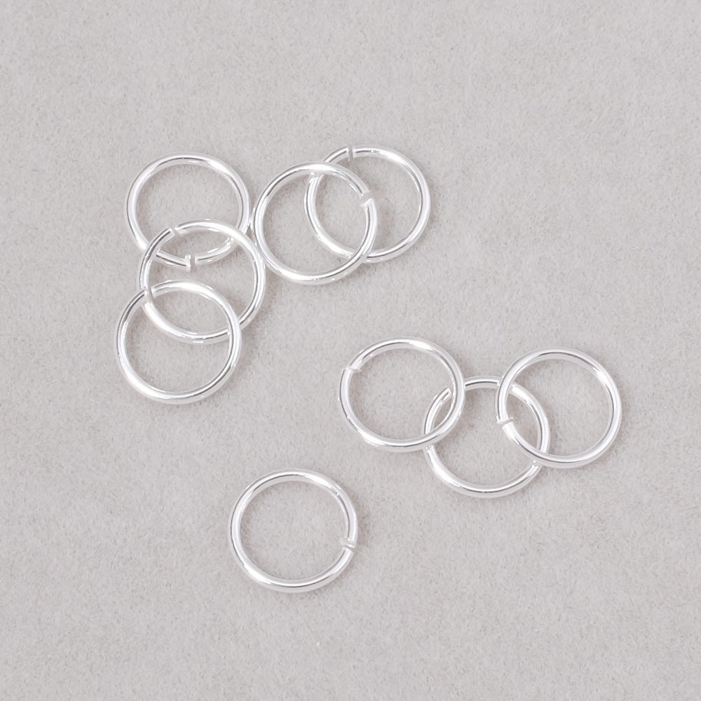 10 anneaux ouverts 8mm en argent massif 925