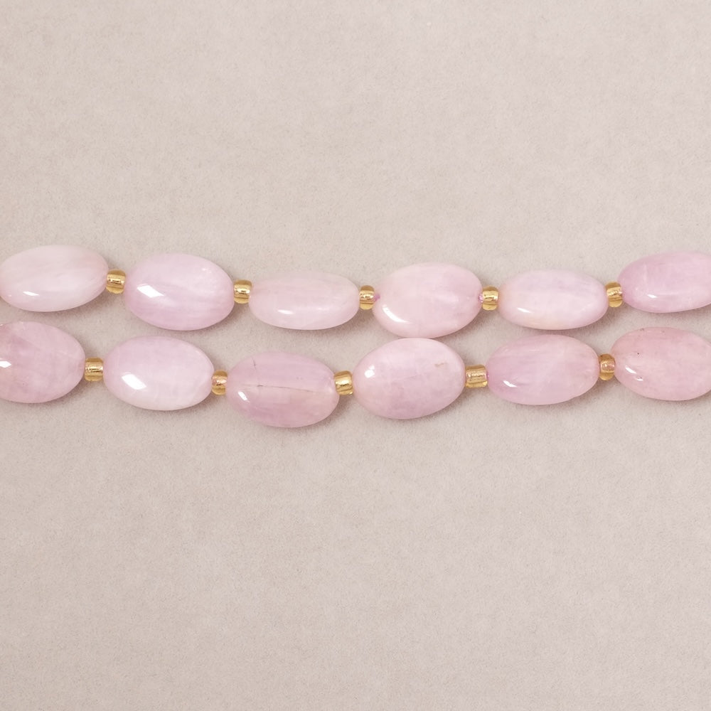 Filo di perle ovali in pietra naturale 14x10mm Kunzite
