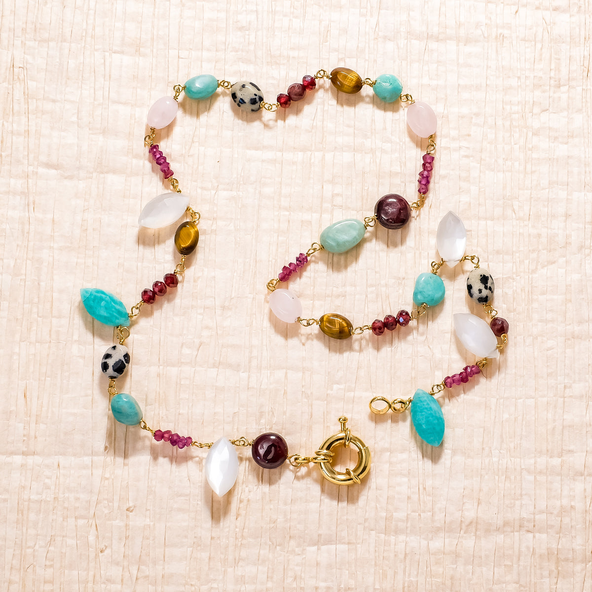 Exemple de création : Collier ras de cou mix de Gemmes en rosaire – tuto Perles Corner