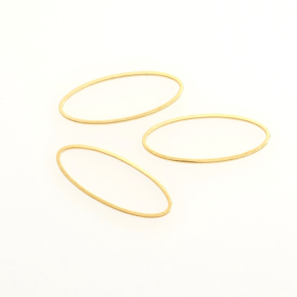 4 anneaux fermés ovale 10 x 25mm en laiton Doré à l'or fin 24K Premium