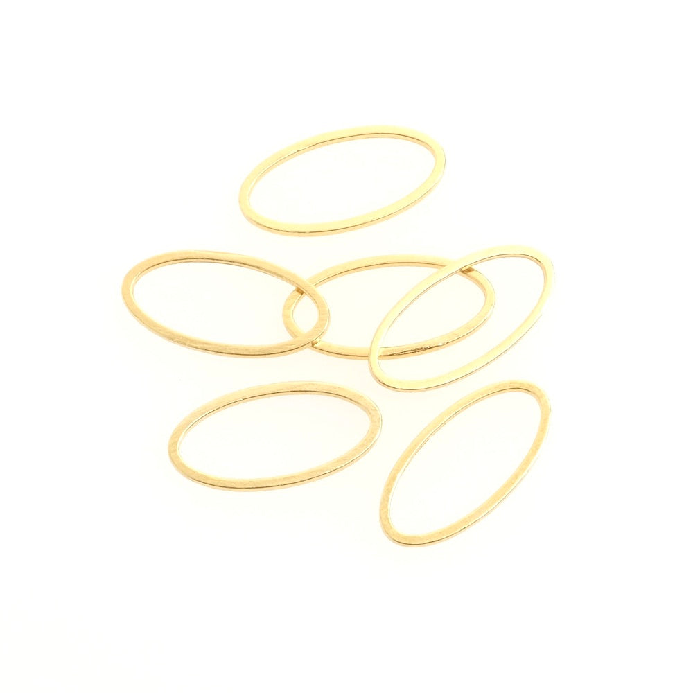 6 anneaux fermés ovale 8 x 16mm en laiton Doré à l&#39;or fin 24K Premium