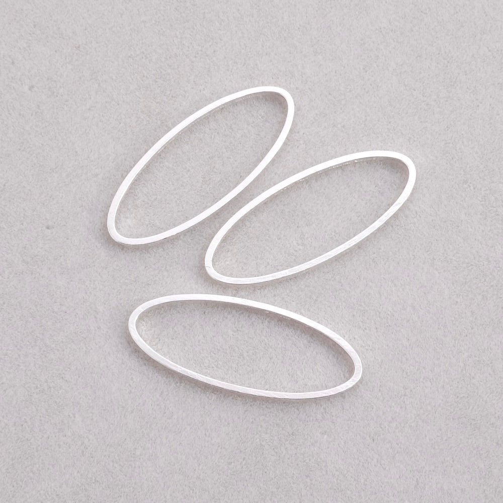 4 anneaux fermés ovale 10 x 25mm en laiton Argenté 925 Premium