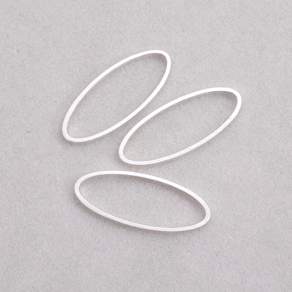 4 anneaux fermés ovale 10 x 25mm en laiton Argenté 925 Premium