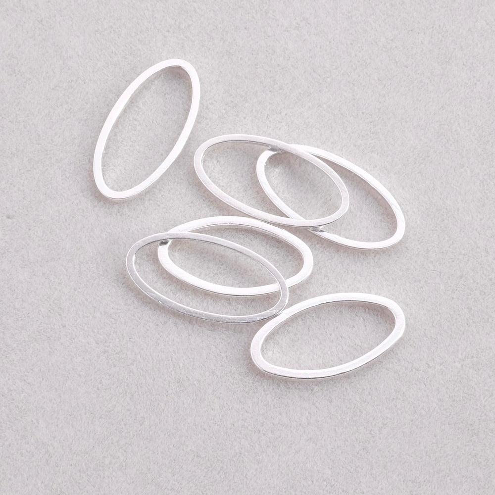 6 anneaux fermés ovale 8 x 16mm en laiton Argenté 925 Premium
