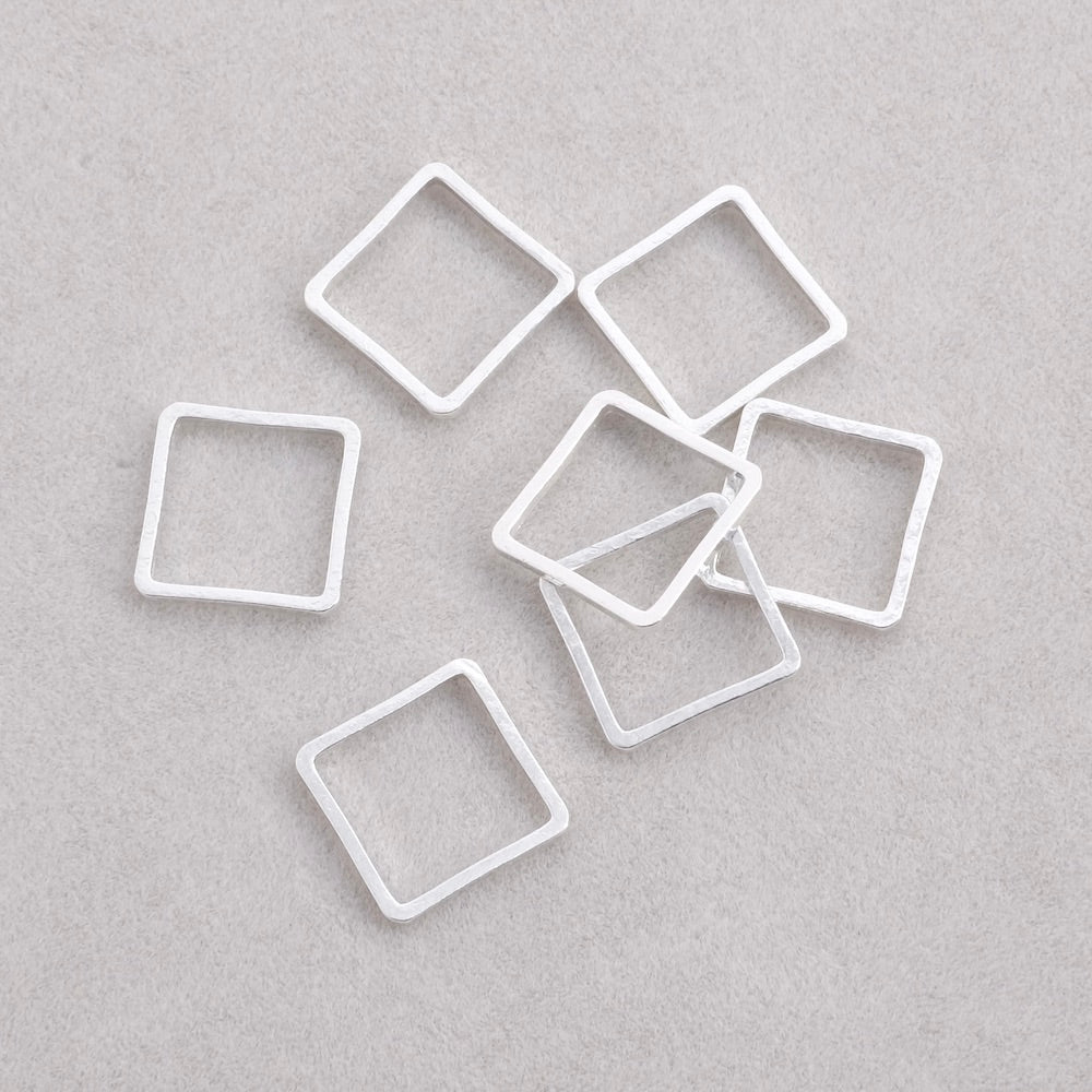 6 anneaux fermés carrés 10mm en laiton Argenté 925 Premium