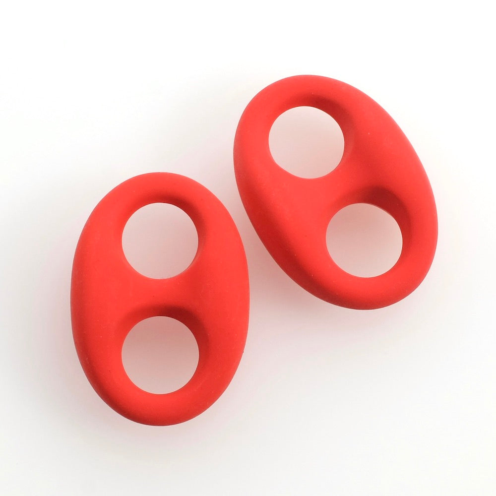 2 maillons connecteur ovale en acétate rouge mat aspect gum