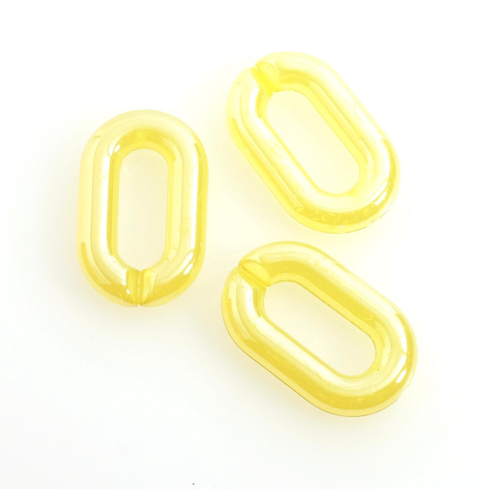 4 maillons ovale 30mm en acétate jaune glossy