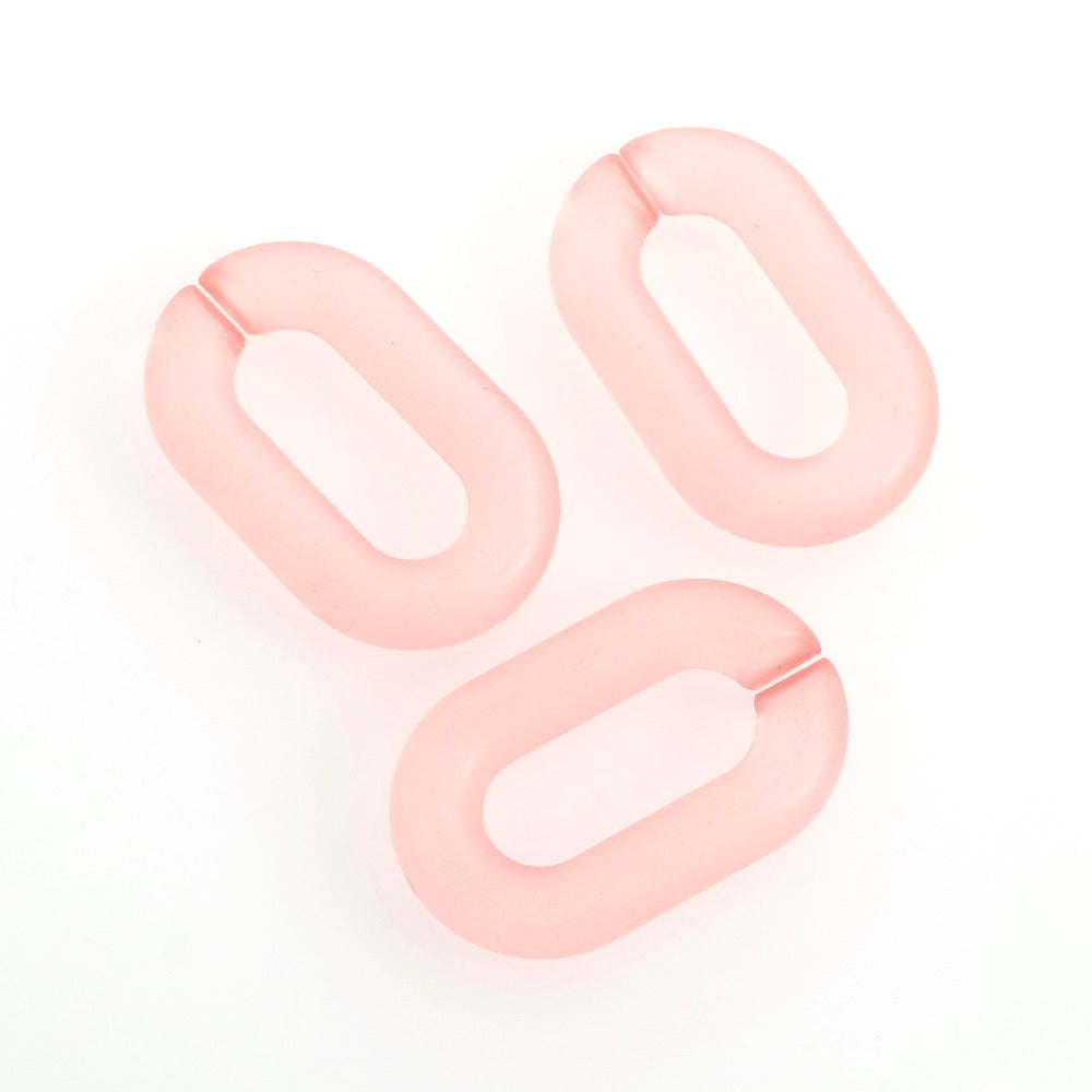 4 maillons ovale 31mm en acétate rose transparent mat