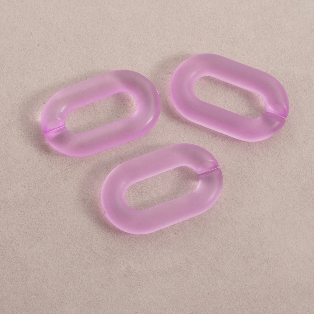 4 maillons ovale 31mm en acétate violet transparent mat