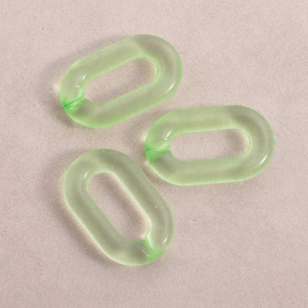 4 maillons ovale 31mm en acétate vert transparent mat